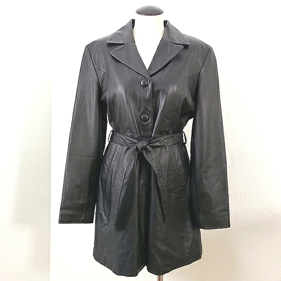 EXIT USA Genuine Leather Button Front Jacket Coat Large - Picture 1 of 12